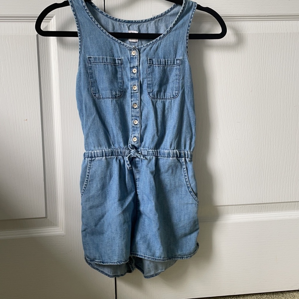 Girls denim romper